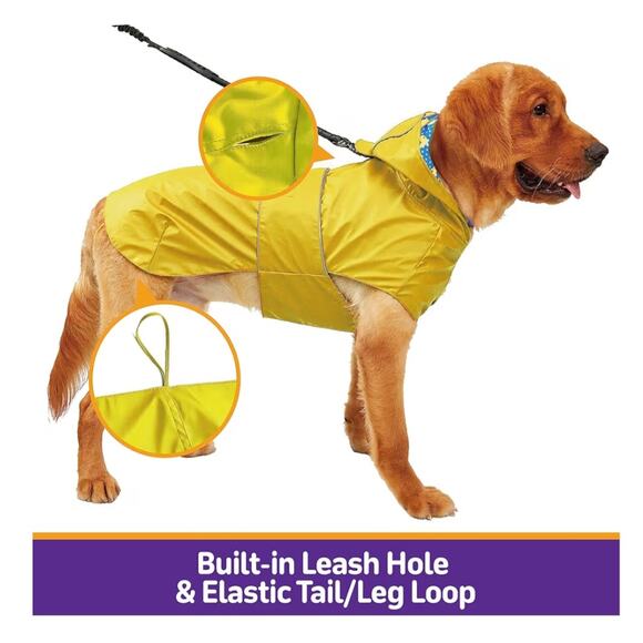Fofos Dog Raincoat 3XL XXXL Reversible Waterproof Poncho Reflective Leash Hole - Picture 3 of 5